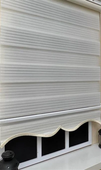 StorBurada Ekru Pliseli Zebra Stor Perde Alüminyum Kasalı ALM-481  Ekru 150 x 200 ürün görseli 1