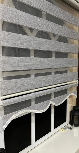 StorBurada Zebra Stor Perde Gri Modern Tasarım Işık Ayarlı Kolay Montaj 400-V04  Gri 50 x 200 ürün görseli 1