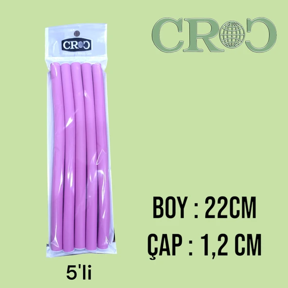 Croc 1241 Sosis Bigudi 5li Pembe Boy:22Cm Çap:1.2Cm - Resim 2