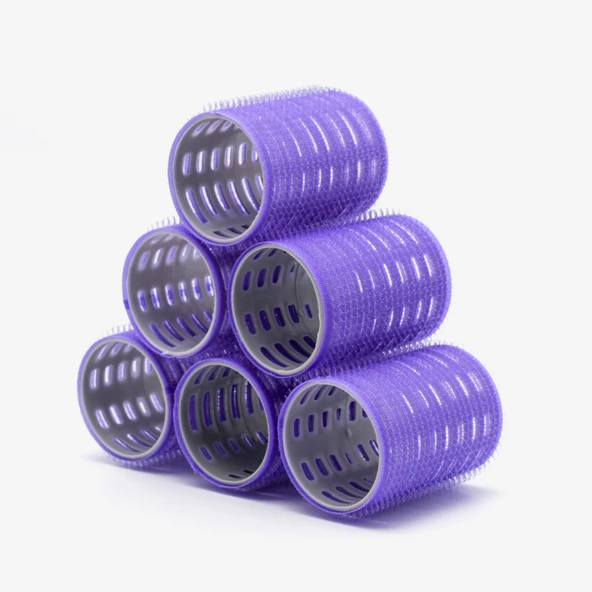 Croc 1215 Büyük Boy Bigudi 6Lı (Cırtlı - Yapışkanlı Bigudi) Mor Çap: 4.5Cm ürün görseli 1
