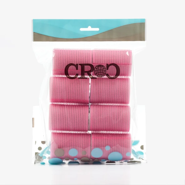 Croc 1207 Pembe Cırtlı Sünger Bigudi 8Li Çap 4Cm ürün görseli 1