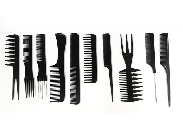Beauty Care 10Lu Profesyonel Kuaför Tarağı - Berber Tarağı Çantalı Set ürün görseli 1