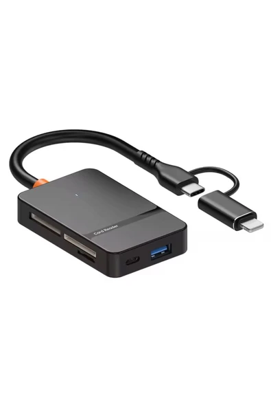 ADS-315 5-Gbps USB-C + USB 8in1 Port MS CF TF/SD DHC SDXC Kamera Kart Okuyucu ürün görseli 1