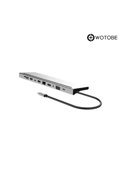 Macbook Usb Type-c Girişli 11 Portlu Hdmı Usb Vga Pd Sd Dönüştürücü ürün görseli 1