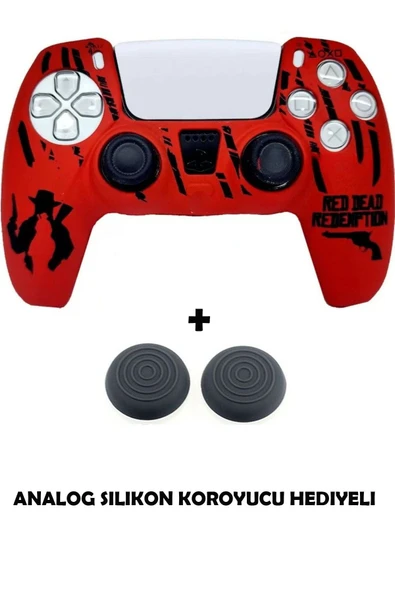 PS5 Dualsense Red Dead Redemption Desenli Koruyucu Silikon Kılıf + Analog silikon Koruyucu ürün görseli 1