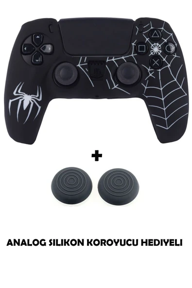 PS5 Dualsense Spider-Man Desenli Koruyucu Silikon Kılıf + Analog silikon Koruyucu ürün görseli 1