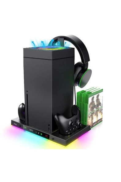 İpega XBox Series X Smart 8in1 RGB Işıklı Soğutucu Fanlı Şarj standı ürün görseli 1