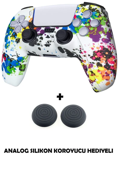 PS5 Dualsense Grafiti Temalı Koruyucu Silikon Kılıf + Analog silikon Koruyucu ürün görseli 1