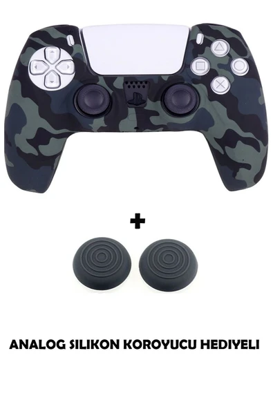 PS5 Dualsense Kamuflaj Desenli Koruyucu Silikon Kılıf + Analog silikon Koruyucu ürün görseli 1