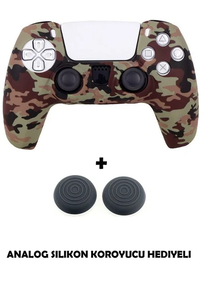 PS5 Dualsense Kamuflaj Desenli Koruyucu Silikon Kılıf + Analog silikon Koruyucu ürün görseli 1