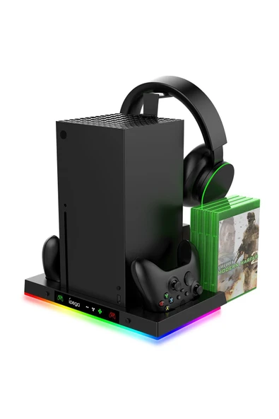 İpega PG-XBX023S XBOX Series X Multi Fonksiyonel RGB Işıklı Askılı Şarj İstasyonlu Soğutucu Stand ürün görseli 1