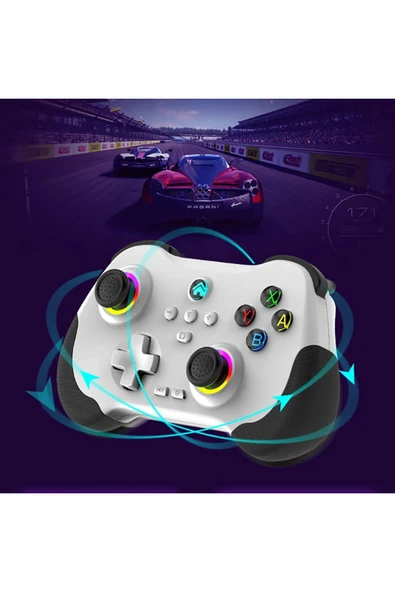Z01 PC/PS4/PS3/IOS/Switch/Android Telefon TV Tablet Titreşimli RGB Bluetooth Joystick Gamepad - Resim 2