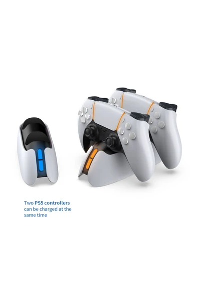 TP5-05103E PS5 Kontroller Geri Çekilebilir Ayaklı LED Göstergeli Işıklı Hızlı Şarj Standı ürün görseli 1