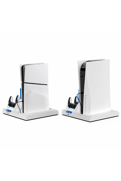 İpega  PS5 Slim Dijital/PS5 Slim Disk Multifonksiyonel Şarjlı,Soğutucu Fanlı,VR Standlı Cd Raf Stand ürün görseli 1