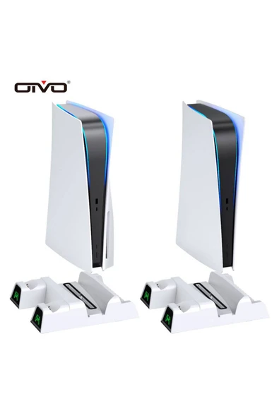 IV-P5235 Multifonksiyonel PS5 Disk/PS5 Dijital Uyumlu LED Göstergeli Şarj Stand Soğutucu Fan ürün görseli 1