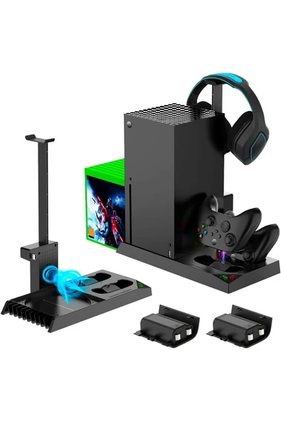 İpega XBOX Series X Multi Fonksiyonel Askılı Şarj İstasyonlu Soğutucu Stand ve 1400mAh Pilli Set ürün görseli 1