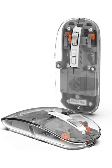 FMOUSE M133 Şeffaf Kablosuz Bluetooth Mouse Üç Modlu Sessiz Şarj Edilebilir - Resim 3
