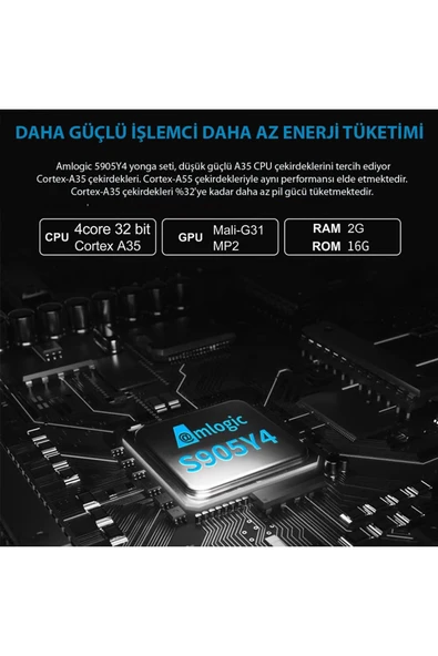 Android TV 8K+ Android 13 Ses kontrollü Kumanda 2GB Ram+16GB Hafıza Wi-Fi 5G Quad Core İşlemci - Resim 5