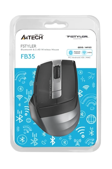 zerdğ Fb35 Gri Bluetooth 2.4g Nano Kablosuz Optik 2000 Dpi Mouse  Yeni Model 985448 Yeni Model 9982 ürün görseli 1