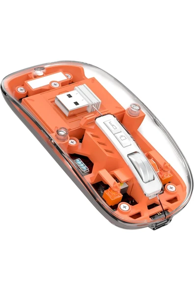 M133 Şeffaf Kablosuz Bluetooth Mouse Üç Modlu Sessiz Şarj Edilebilir ürün görseli 1