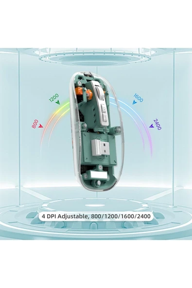 M133 Şeffaf Kablosuz Bluetooth Mouse Üç Modlu Sessiz Şarj Edilebilir - Resim 4