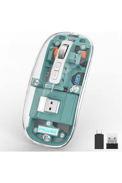 M133 Şeffaf Kablosuz Bluetooth Mouse Üç Modlu Sessiz Şarj Edilebilir - Resim 3