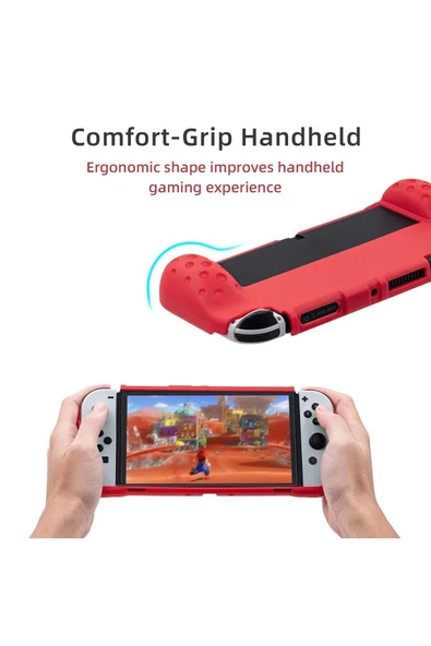 Nintendo Switch OLED El Destekli Grip Tasarımlı Koruyucu Silikon Kılıf ürün görseli 1