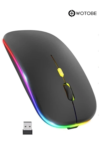 Rgb Ledli Şarj Edilebilir Sessiz Tıklamalı Ergonomik Çift Modlu Kablosuz Bluetooth Mouse ürün görseli 1
