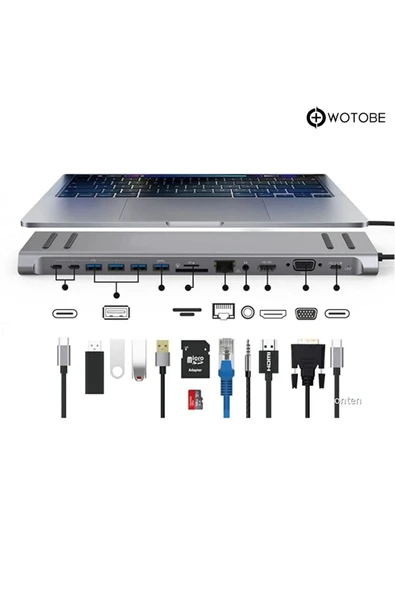 Pc Macbook 14'ü 1 Arada Type-c Multifonksiyonel Dönüştürücü Hub - Resim 4