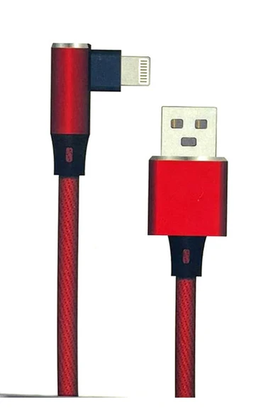 USB Lightning 90 Derece Örgülü Şarj ve Data Kablosu ürün görseli 1