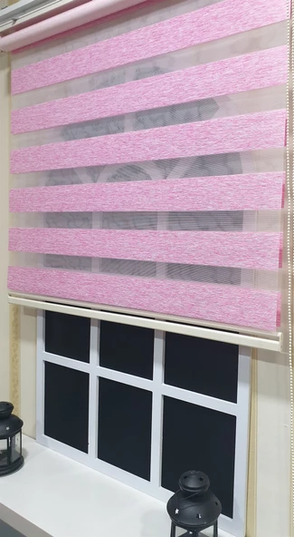 Lux Bambu Stor Zebra Perde Fuşya Pembe Etek Dilimli  STB 400 V16  Pembe 80 x 200 ürün görseli 1