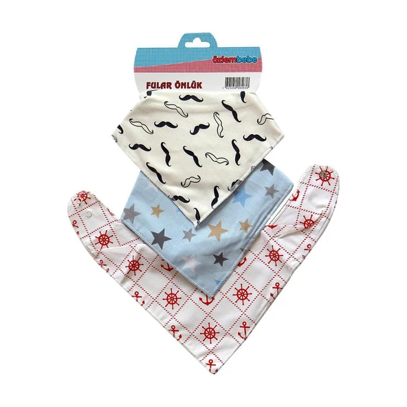 Özlem Bebe 3Lü Çıtçıtlı Fular Önlük - Resim 3