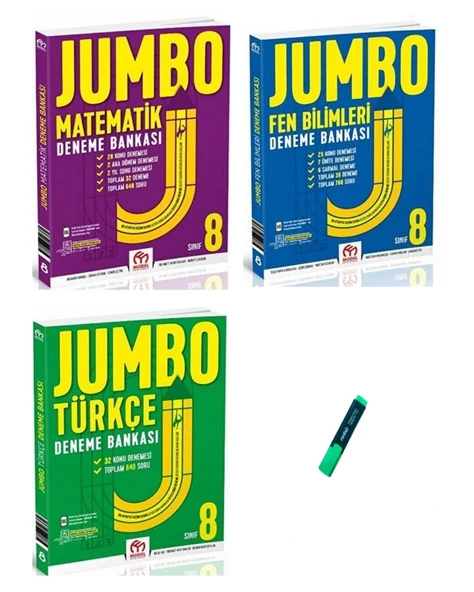 LGS 8. Sınıf Jumbo Serisi Matematik Türkçe ve Fen Bilimleri 3lü Set Denemeleri ürün görseli 1