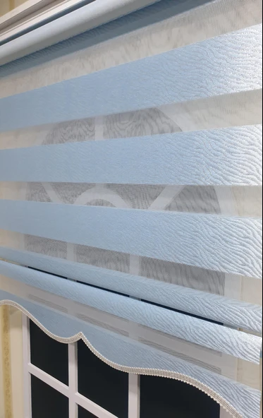 StorBurada Zebra Stor Perde Zebra Desen Gümüş Simli Mavi Etek Dilimli STB900  Mavi 60 x 200 ürün görseli 1