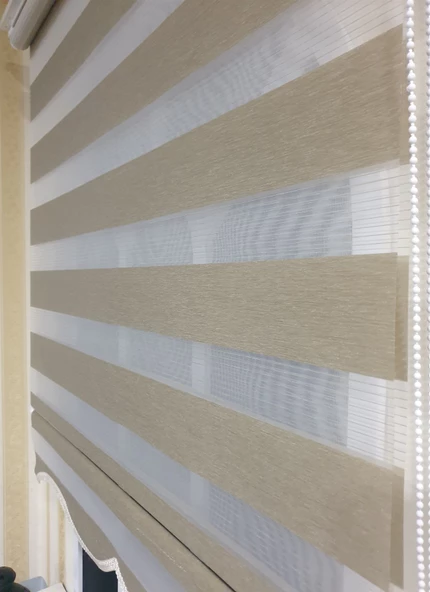 StorBurada Zebra Stor Perde Organze Bej Etek Dilimli STB905  Bej 50 x 200 ürün görseli 1