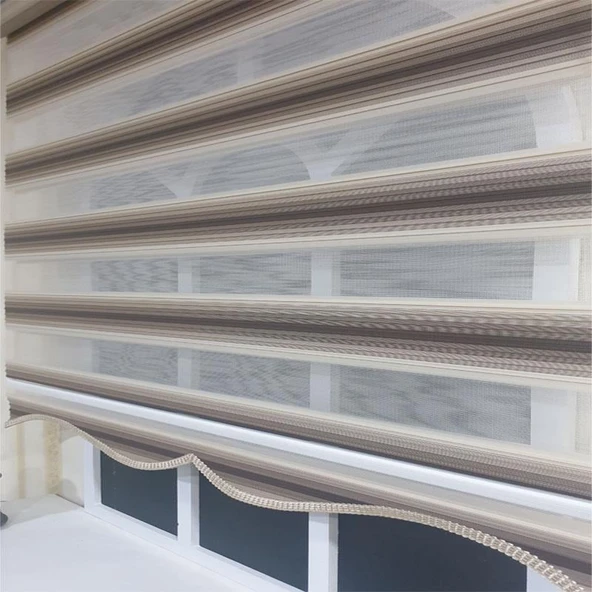 StorBurada Zebra Stor Plise Renk Geçişli Kahve Etek Dilimli STB 484  Kahverengi 80 x 200 ürün görseli 1
