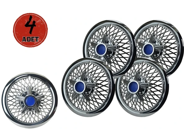 Jant Kapağı Kırılmaz Telli Yıldız Fırfırlı Mavi 12" ABS Krom Paslanmaz 4'lü (TAKIM OLARAK) ürün görseli 1