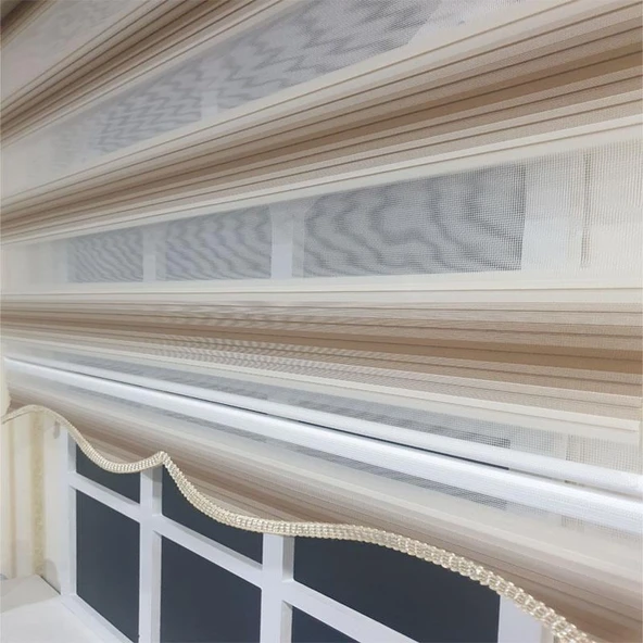 StorBurada Zebra Stor Plise Renk Geçişli Açık Kahve Etek Dilimli STB 483  Kahverengi 110 x 260 ürün görseli 1