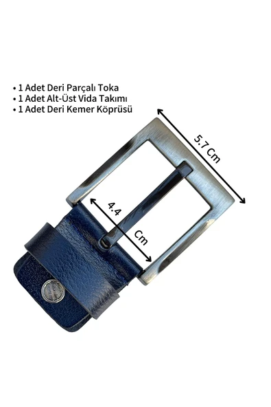 Lacivert 4.5 cm. Yedek Kemer Tokası Hakiki Deri Vidalı ürün görseli 1