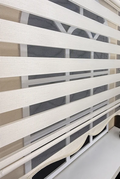 StorBurada Zebra Stor Perde Ekru Etek Dilimli Z-STB400V02  Ekru 110 x 200 ürün görseli 1