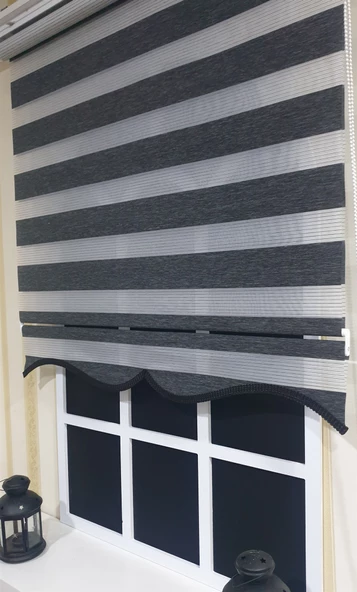 Zebra Stor Perde Organze Siyah Kırçıl Etek Dilimli STB904  Siyah 90 x 260 ürün görseli 1