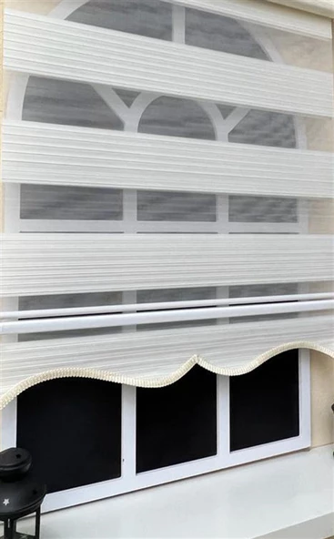 StorBurada Pliseli Zebra Stor Perde Ekru Etek Dilimli STB-481  Ekru 50 x 200 ürün görseli 1