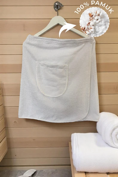 %100 Pamuk Kısa Spa & Hamam İçin Sauna Etel Havlu+ Beyaz El Havlusu 50x90 ürün görseli 1