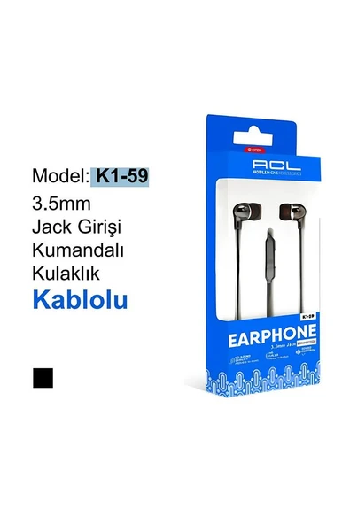 K1-59 3.5mm Jack Girişi Kumandalı Kulaklık ürün görseli 1
