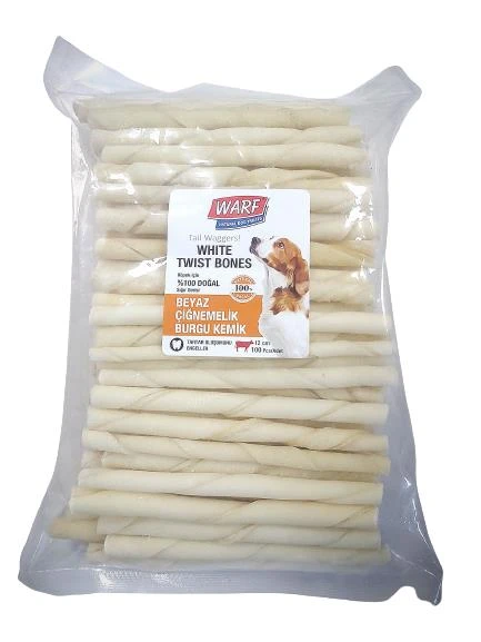 Warf Beyaz Burgu Köpek Kemik - 100 lü - 12cm ürün görseli 1
