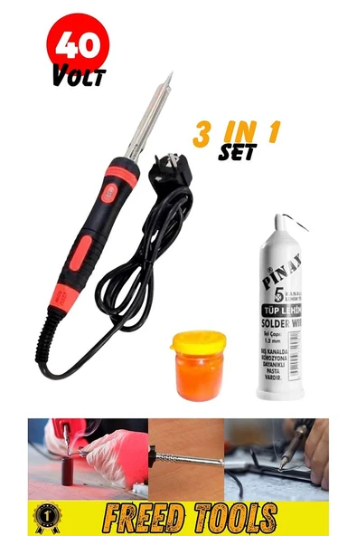 Profesyonel Lehim Makinesi Kalem Havya Lehim Teli Pastası 3ın1 set 40 Volt ürün görseli 1