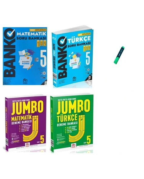 5. Sınıf Matematik - Türkçe Banko Soru Bankası ve Jumbo Deneme 4lü Set ürün görseli 1