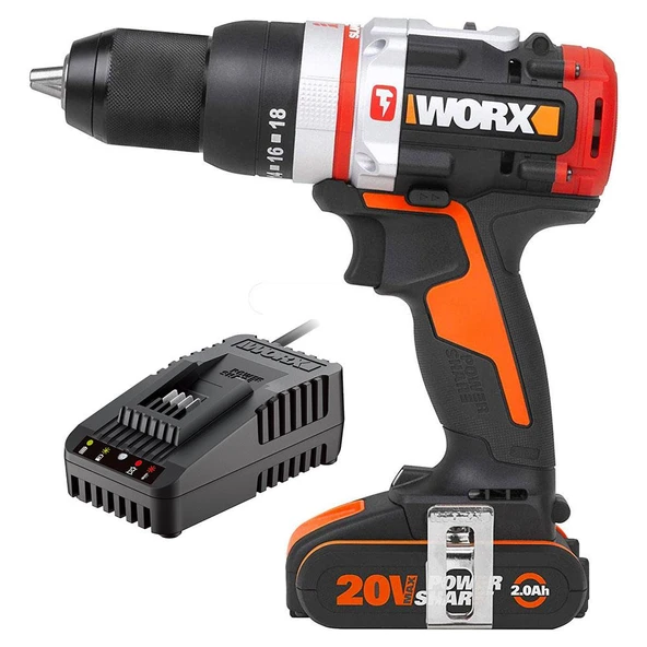 WORX WX354.9C 20Volt/2.0Ah Li-ion Tek Akülü Kömürsüz Profesyonel Darbeli Şarjlı Matkap ürün görseli 1