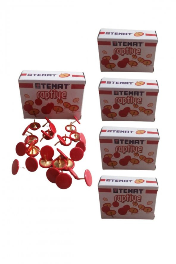 Renkli Raptiye Kırmızı (pvc Kaplı) 5 Paket (150 adet) ürün görseli 1