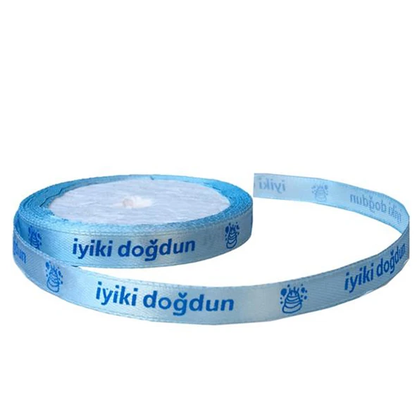 Kurdele İyiki Doğdun Yazılı 1 CM (10 Metre)  Mavi ürün görseli 1